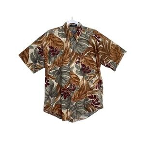 Vintage Chaps Ralph Lauren Tropical Leaf Shirt Men M Hawaiian Cotton Preppy